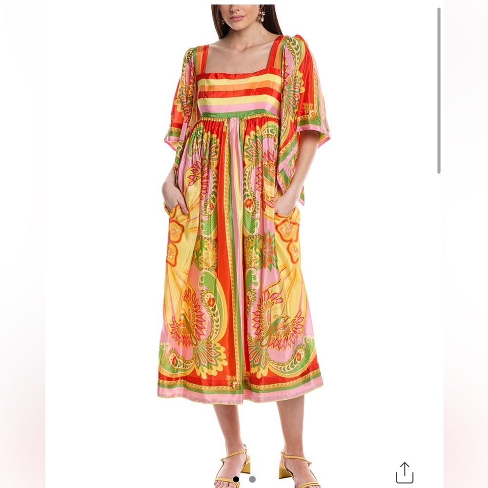 FARM Rio Beach Toucans Scarf Midi Dress in Multicolor, Size XXSmall